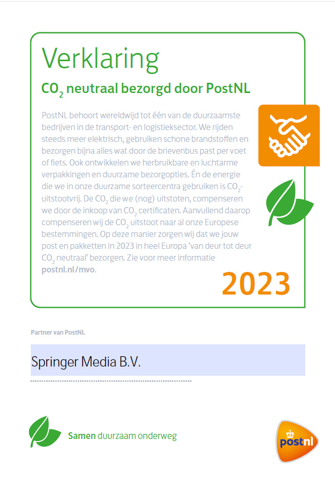 PostNL CO2 neutraal certificaat BSL - Springer Media
